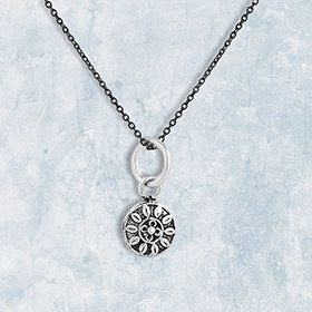 Kette mit Blume silber-geschwärzt