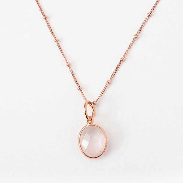 Kette mit Rosenquarz silber-rosevergoldet