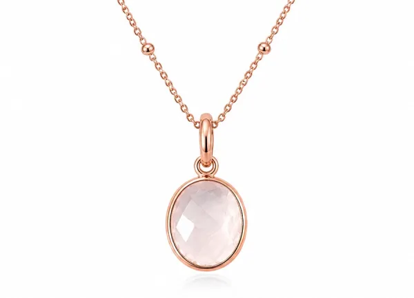 Rosenquarz mit Kette rosévergoldet