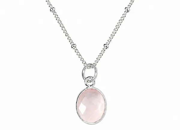 Rosenquarz Kette silber