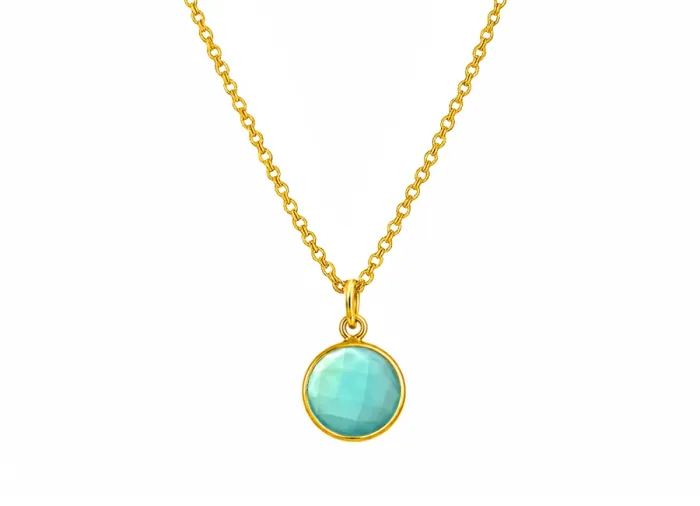 Aqua Calcedon Kette vergoldet