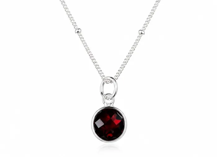 Granat Kette silber