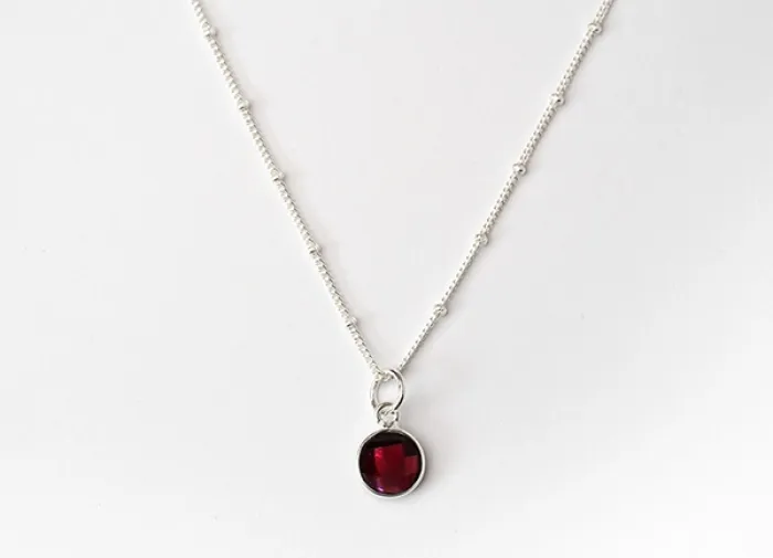 Granat Kette silber
