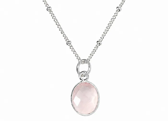 Rosenquarz Kette silber