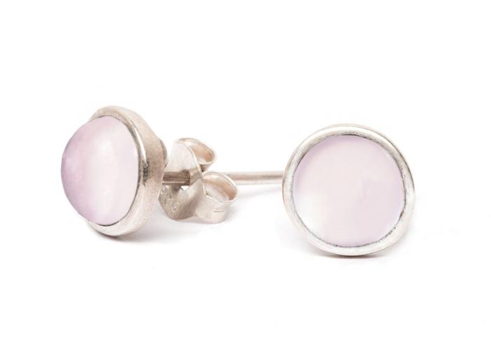 Ohrstecker Rosenquarz cabochon